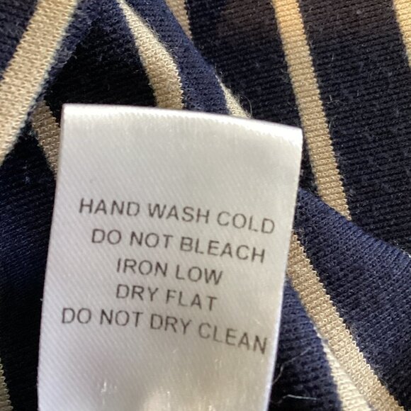 IRIS Striped Short Sleeve Sexy Bodycon Dress Asymmetric Hem Crew Neck Sz M 250B - Picture 9 of 9